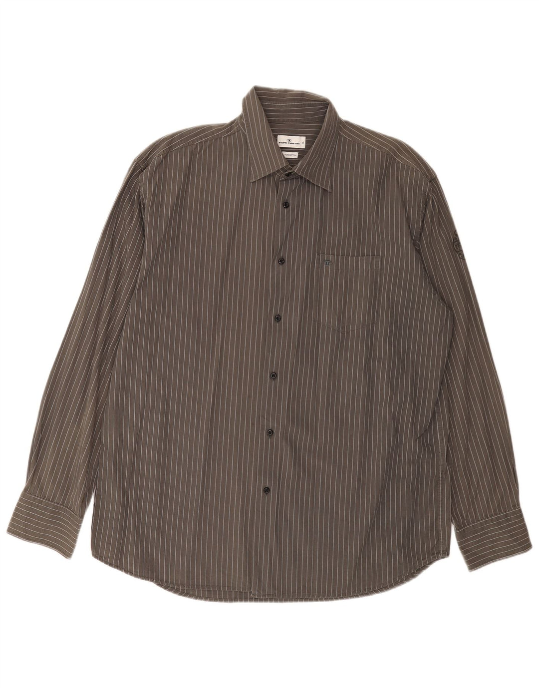TOM TAILOR Mens Shirt XL Grey Pinstripe Cotton