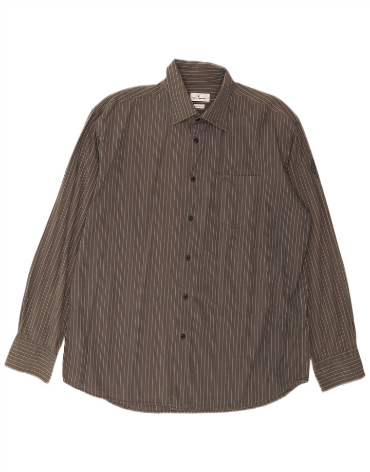 TOM TAILOR Mens Shirt XL Grey Pinstripe Cotton
