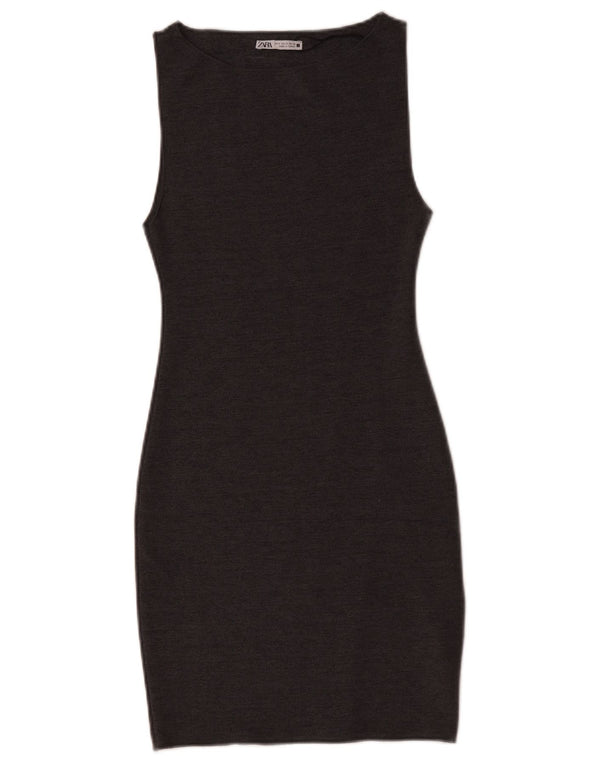 Abito aderente senza maniche da donna Zara UK 8 piccolo grigio