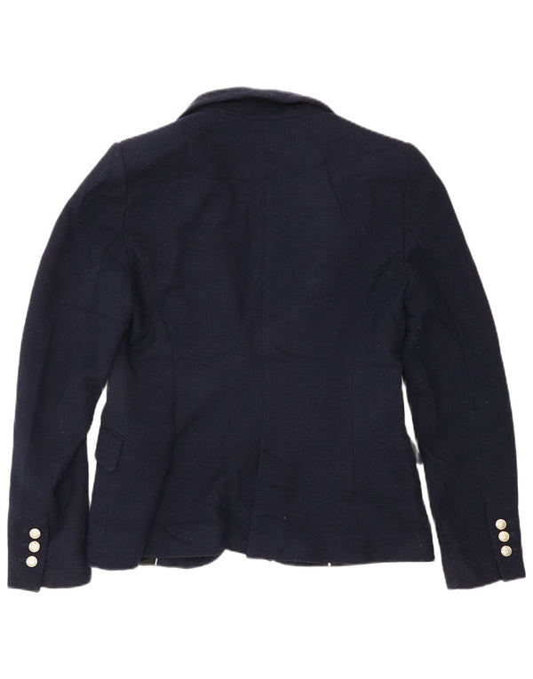 Zara Womens 1 Button Blazer Jacket UK 14 Large Navy Blue Polyester