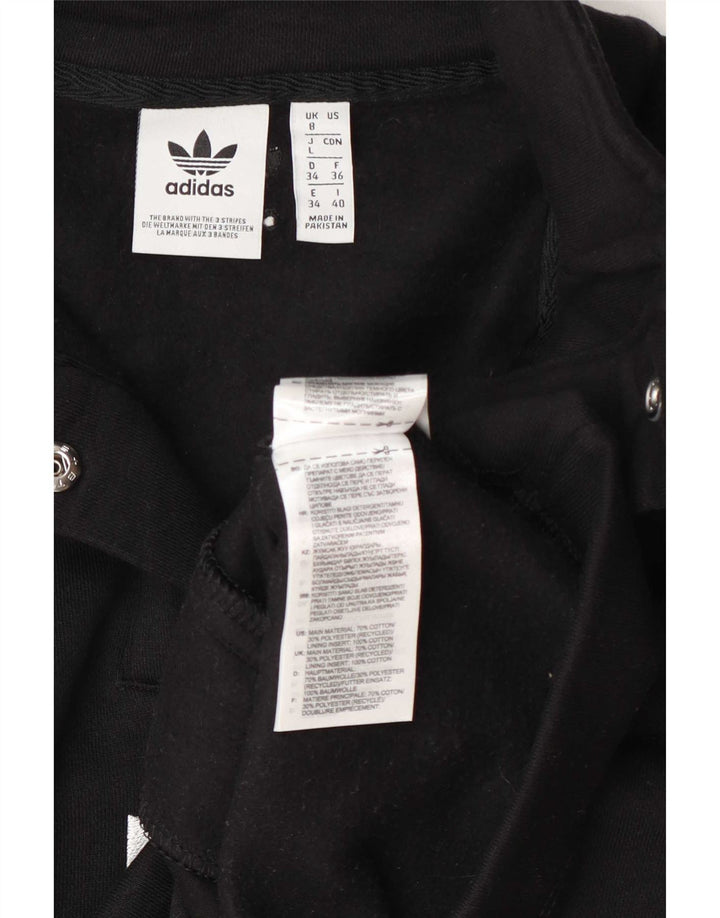 Adidas Damen-Sweatshirt, übergroß, kurz geschnitten, mit Knopfleiste, Gr. 8, Schwarz