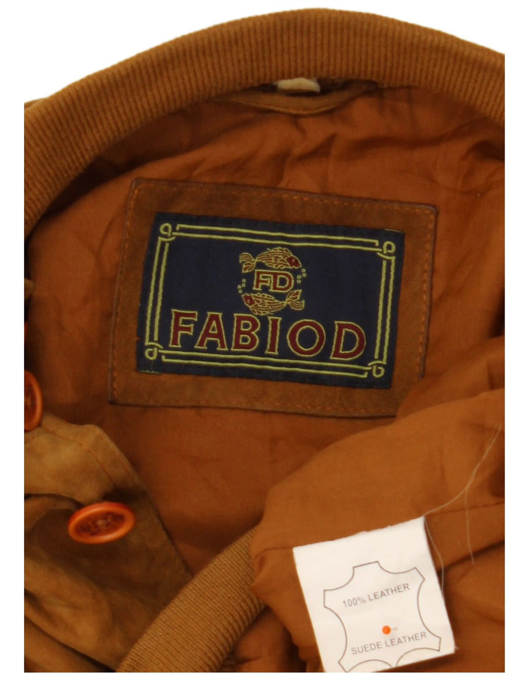 FABIO D Jachetă Bomber de piele intoarsa pentru barbati UK 40 Mare Bej Piele