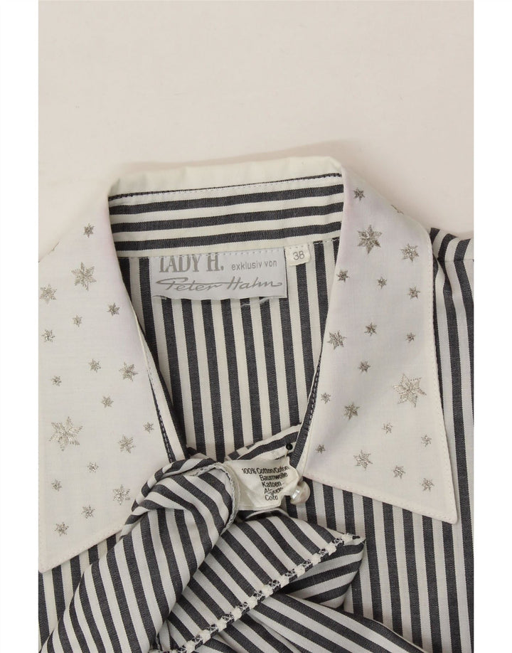 LADY H. Womens Shirt EU 38 Medium Black Pinstripe Cotton Vintage LADY H. and Second-Hand LADY H. from Messina Hembry 