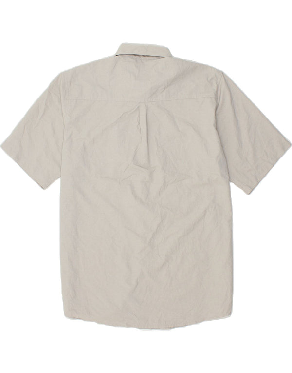 WRANGLER Mens Short Sleeve Shirt Large Grey Polyester
