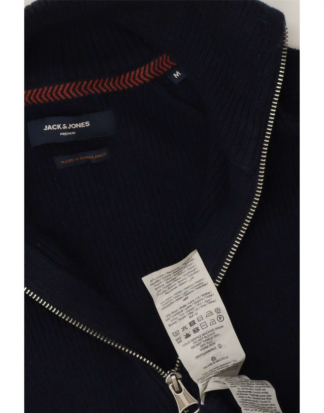 Jack & Jones Mens Cardigan Sweater Medium Navy Blue Cotton