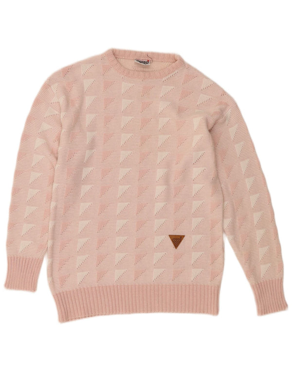 Avanti Mens By C&A Crew Neck Jumper Sweater EU 44/46 Petit Rose Géométrique