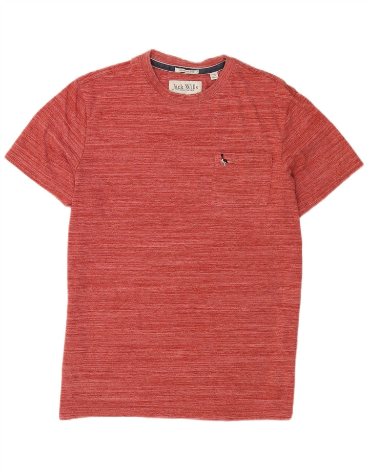 Jack Wills Mens T-Shirt Top Medium Maroon Striped Cotton
