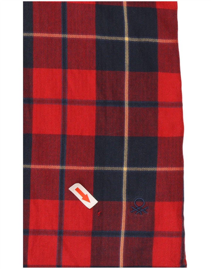 Benetton Mens Flannel Shirt Large Red Check