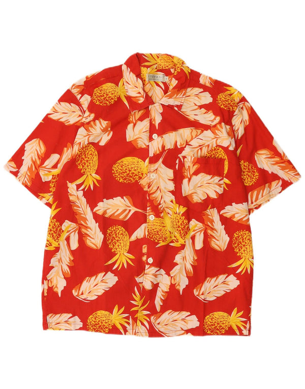 Camicia da uomo a maniche corte Stefano XL in cotone floreale rosso