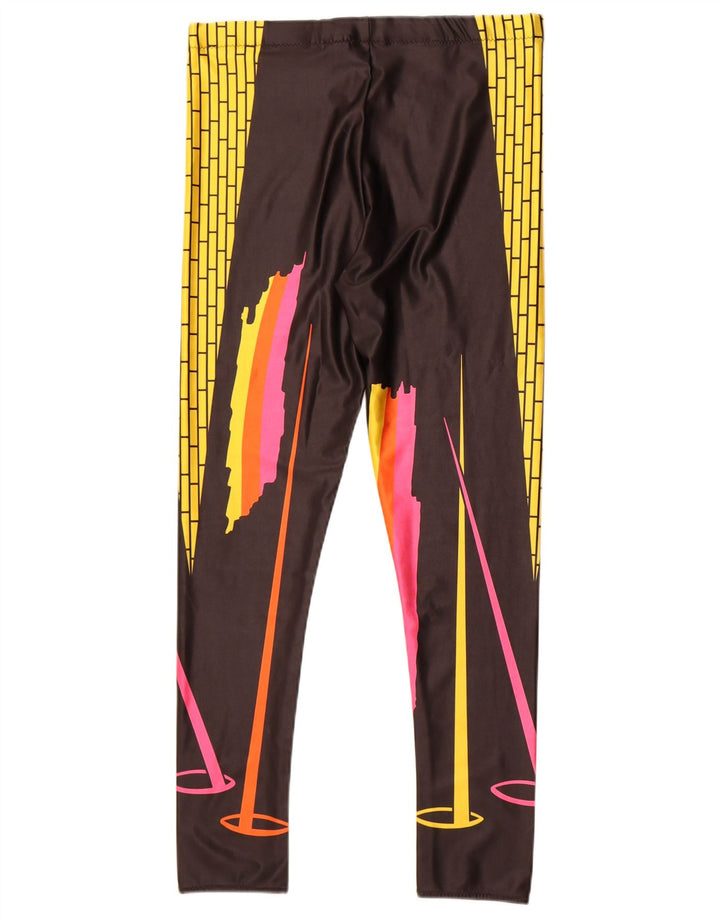 Vintage Womens Leggings UK 14 Medium Multicoloured Colourblock Polyamide
