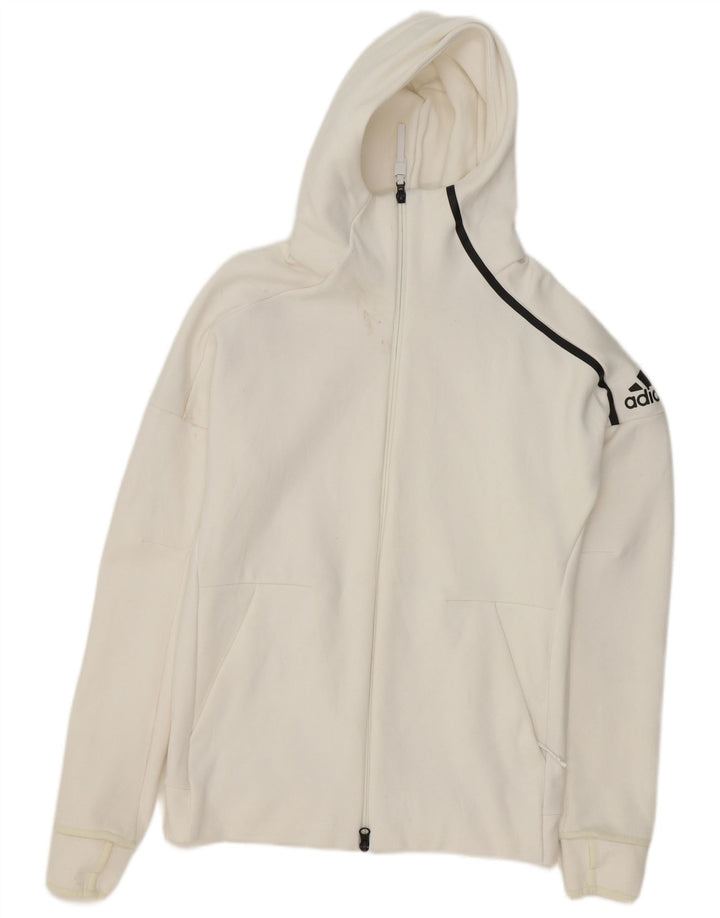 ADIDAS Mens Graphic Zip Hoodie Sweater Small White