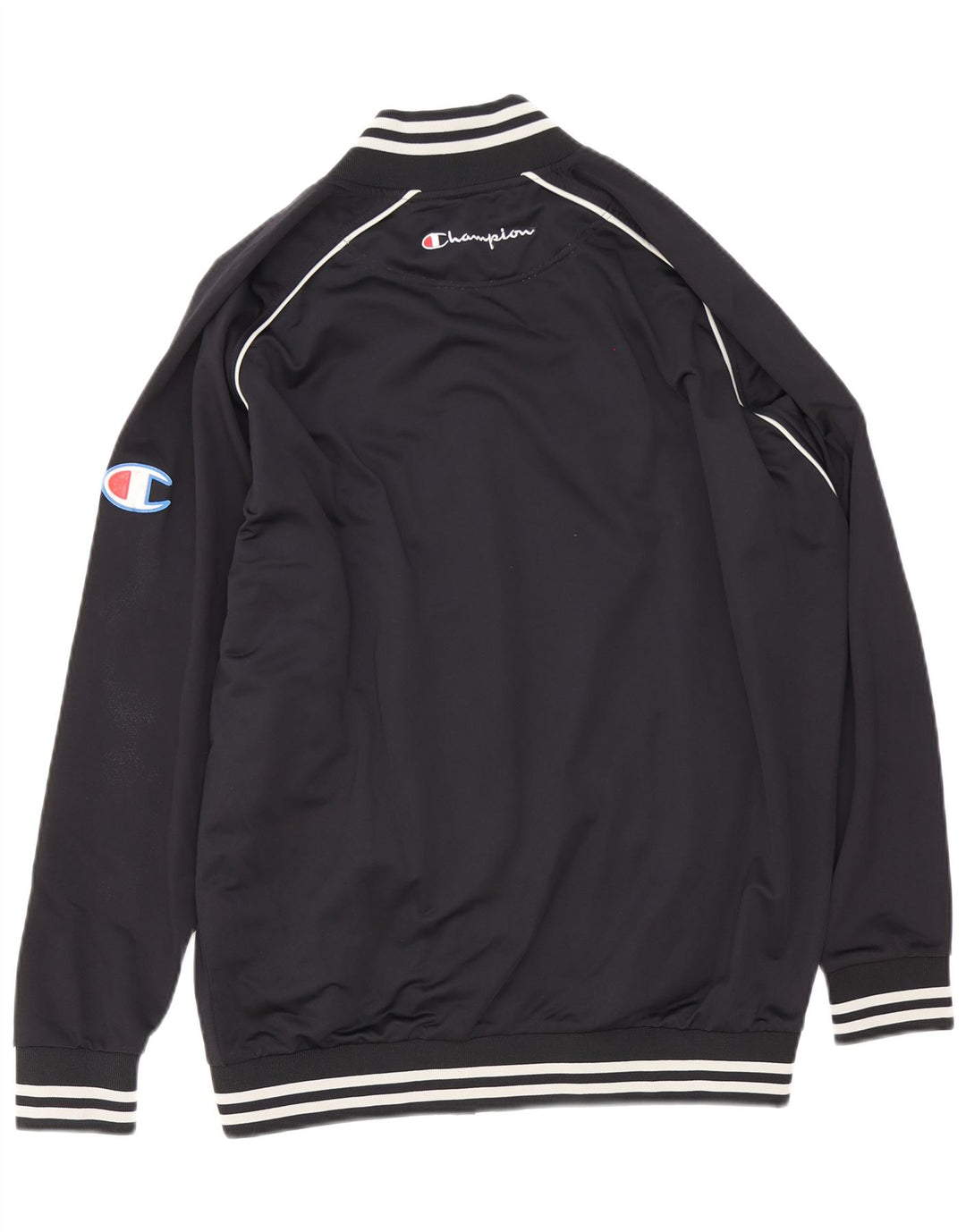 Champion Mens Graphic Tracksuit Top Jacket Large Black Striped Polyester