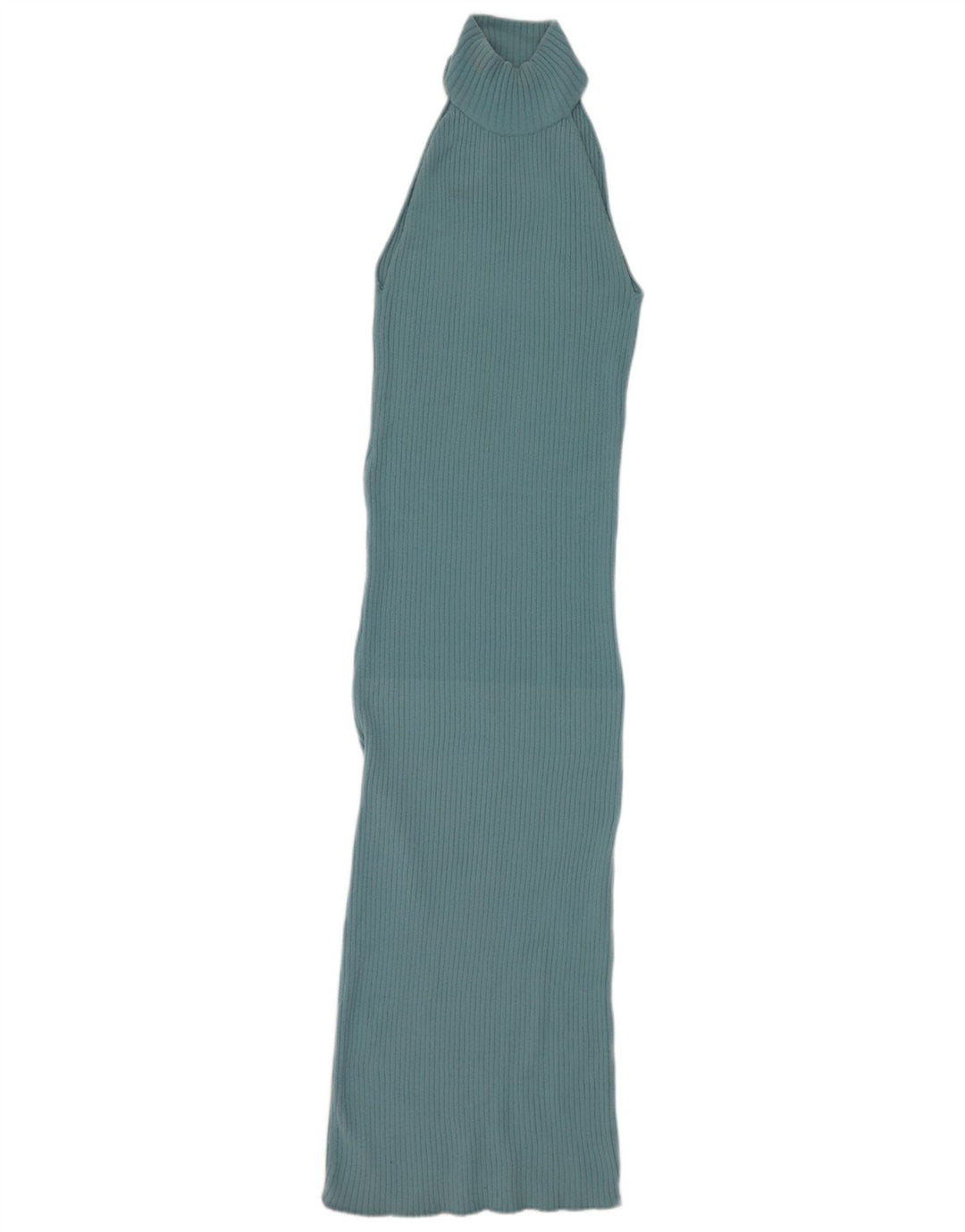 Zara Dame Maxi Halter Dress UK 12 Medium Blue Nylon