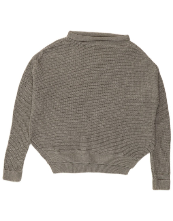 Topshop damski sweter oversize z golfem UK 10, mały, szary, bawełniany