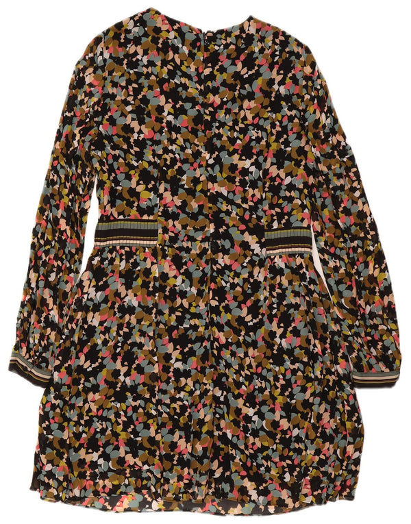 Reiss Robe trapèze à manches longues pour femme UK 10 Petit motif floral multicolore