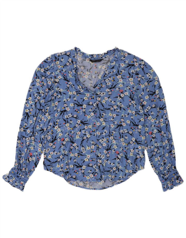 Marks & Spencer Womens Oversized Shirt Blouse UK 8 Small Blue Floral