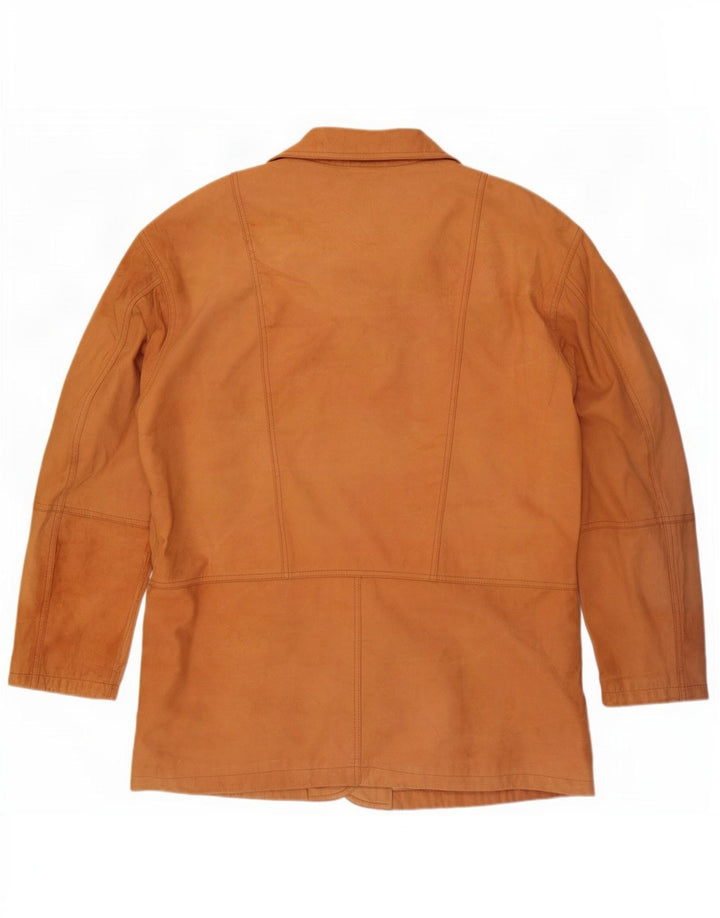 Vintage hombres 3 botones cuero Blazer chaqueta EU 58 4XL marrón