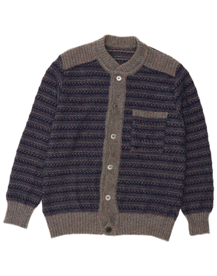 Vintage herre cardigan sweater Medium marineblå stribet
