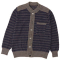 Vintage hombres Cardigan suéter medio azul marino rayas