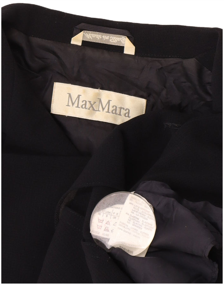 Giacca blazer a 2 bottoni da donna Max Mara UK 10 piccola in lana blu navy