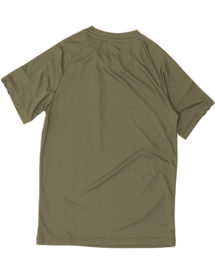 ADIDAS Boys Climalite T-Shirt Top 11-12 Years Khaki Polyester Vintage Adidas and Second-Hand Adidas from Messina Hembry 