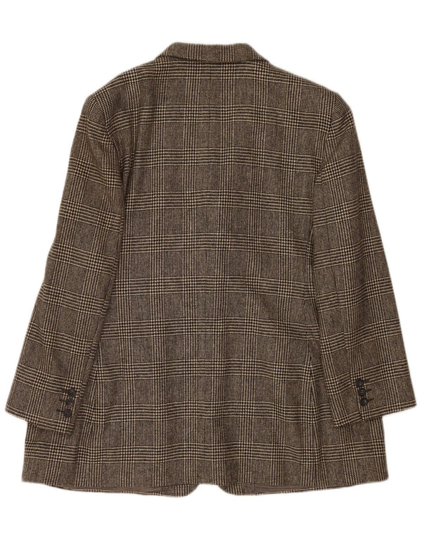 DAKS Dame 4 Button Blazer Jacket UK 18 XL Grå Ternet New Wool