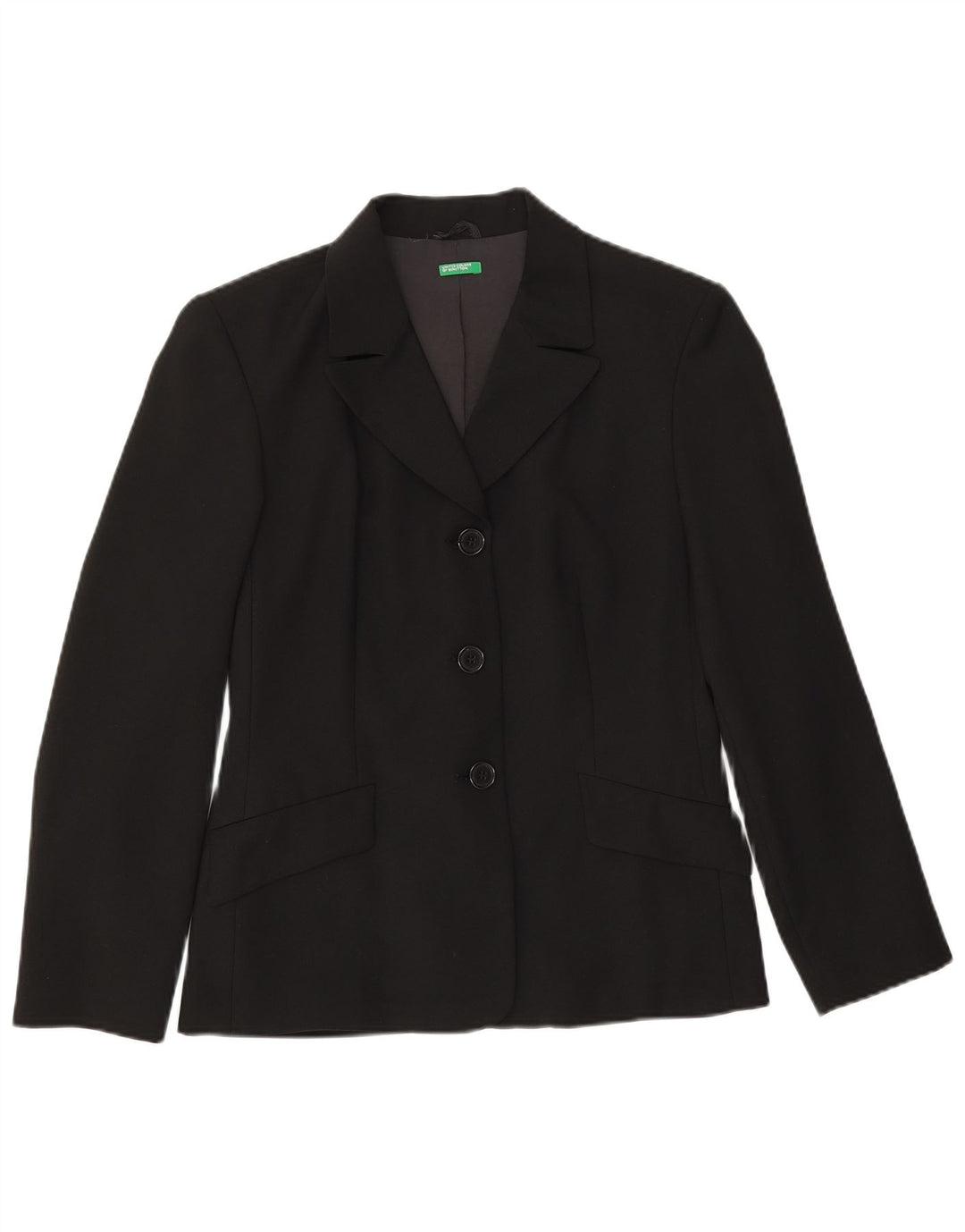 Giacca Blazer a 3 Bottoni da Donna Benetton IT 42 Medio Nero Poliestere