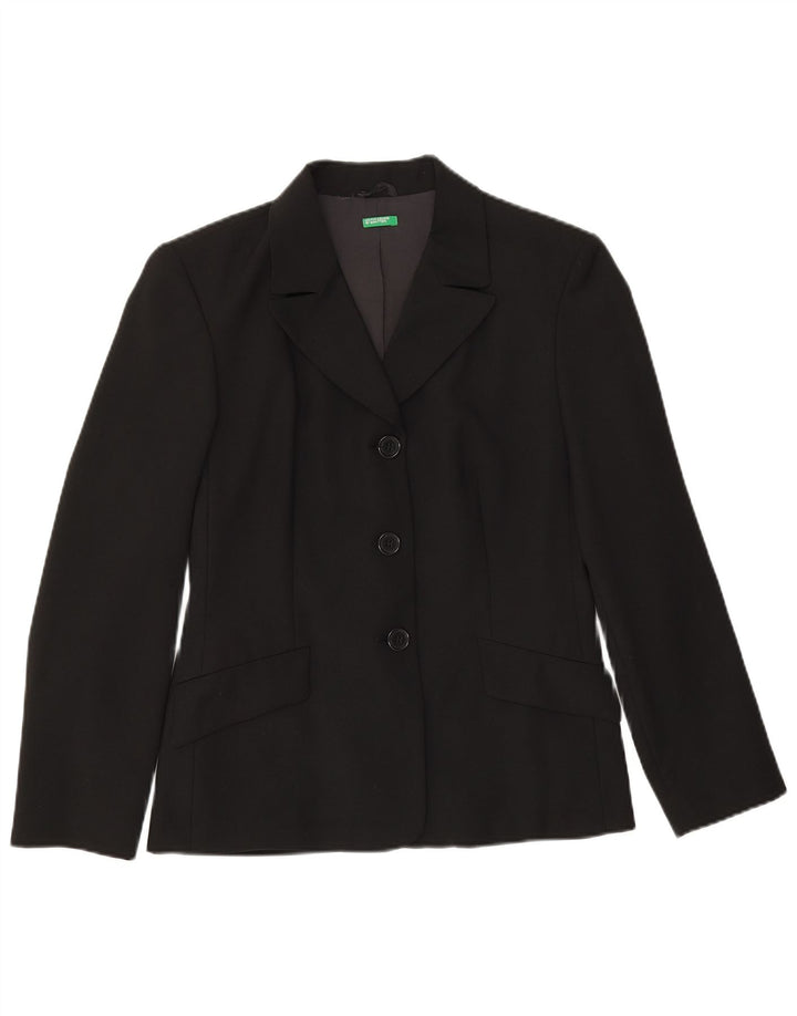 Giacca Blazer a 3 Bottoni da Donna Benetton IT 42 Medio Nero Poliestere