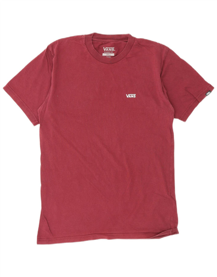 VANS Mens Classic Fit T-Shirt Top Small Maroon Cotton