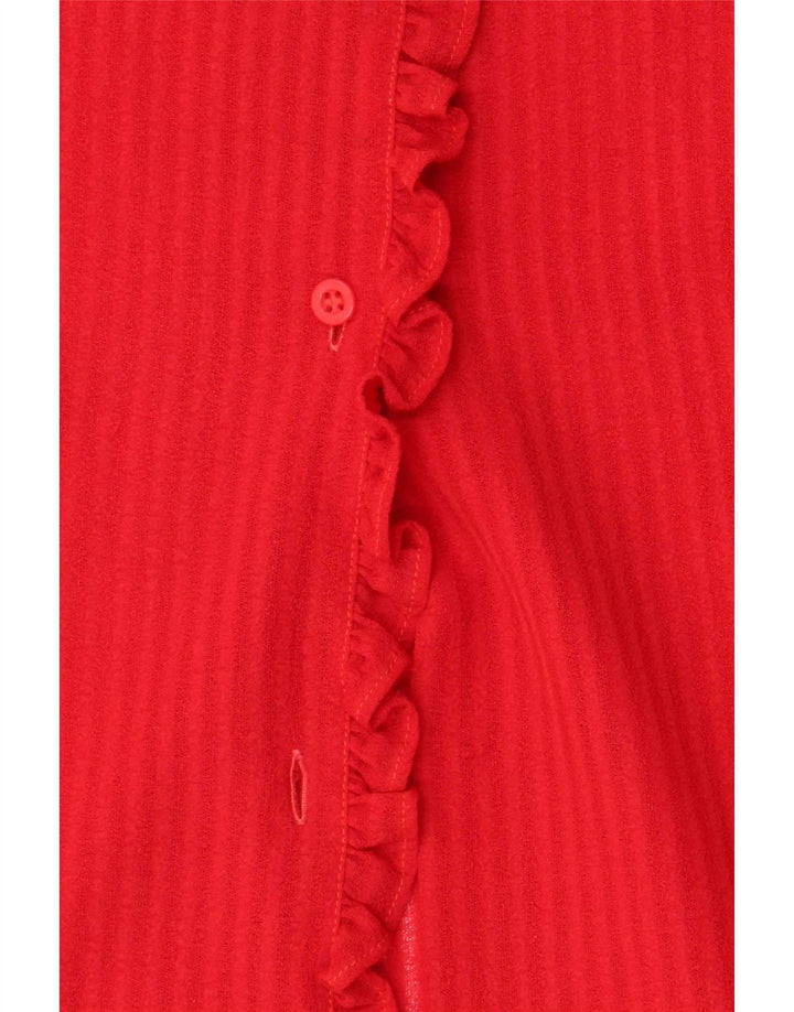 Vintage Womens Shirt Blouse UK 14 Medium Red Striped