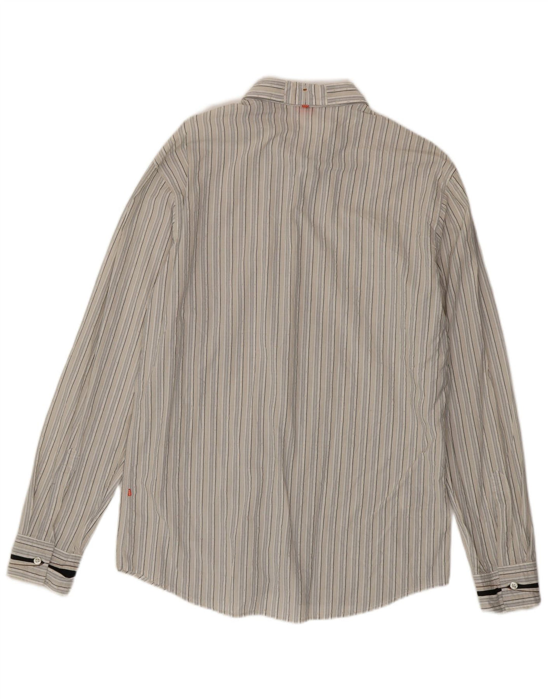 HUGO BOSS Mens Shirt XL Grey Striped Cotton