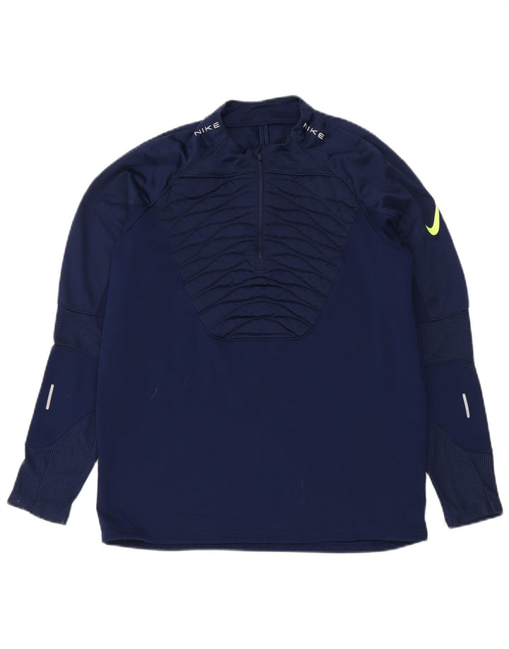 Nike Mens Zip Neck Pullover Tracksuit Top Medium Navy Blue Polyester