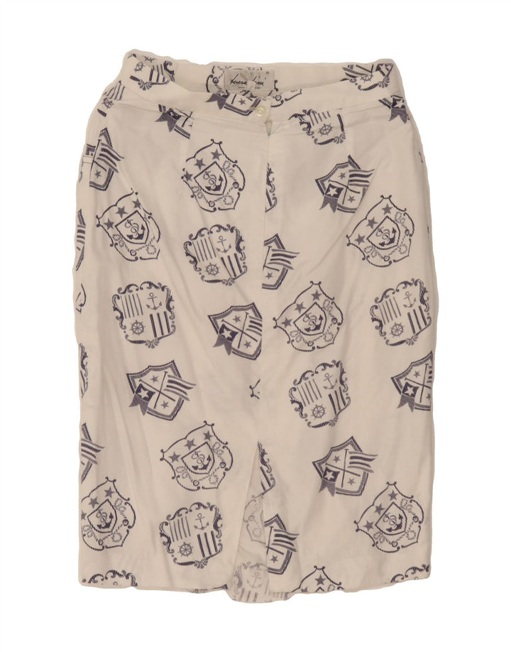 VINTAGE Womens Abstract Pattern Pencil Skirt IT 44 Medium W26 White Vintage Vintage and Second-Hand Vintage from Messina Hembry 