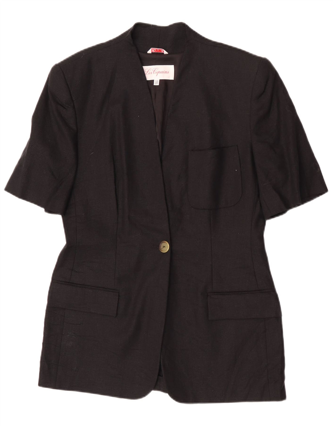 Les Copains Dame Kortærmet 1 Knap Blazer Jakke IT 44 Medium Sort