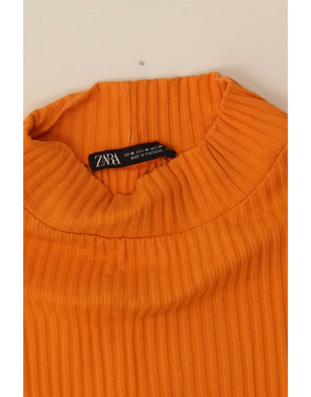 Zara Womens Crop Top Long Sleeve UK 12 Medium Orange