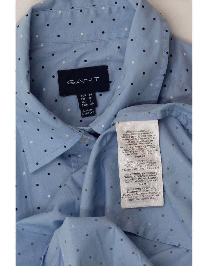 Gant Womens Shirt UK 8 Small Blue Spotted Cotton