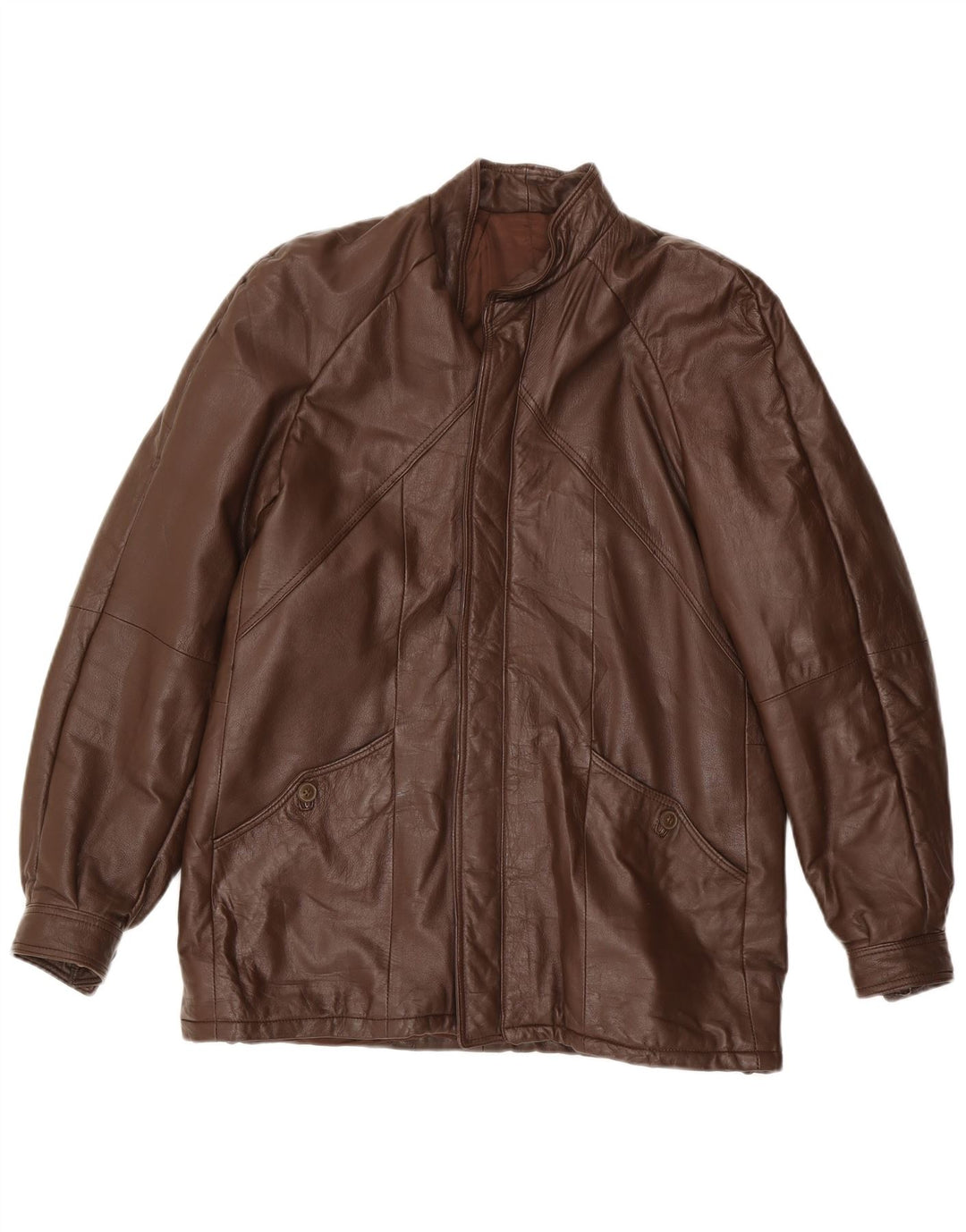 Vintage Mens Leather Jacket IT 48 Medium Brown Leather
