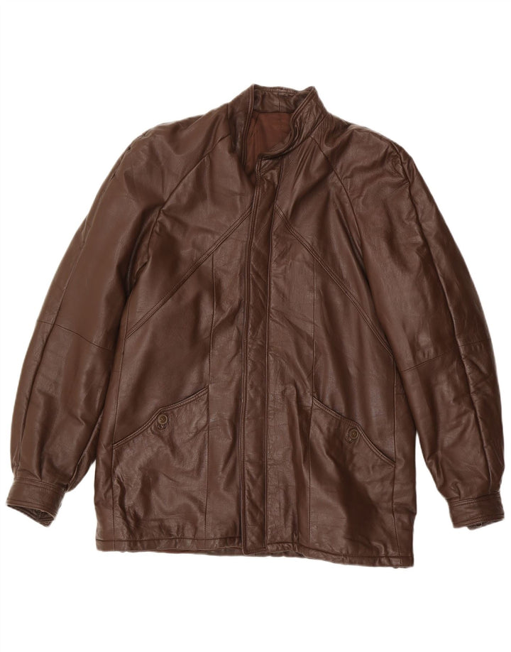 Vintage Mens Leather Jacket IT 48 Medium Brown Leather
