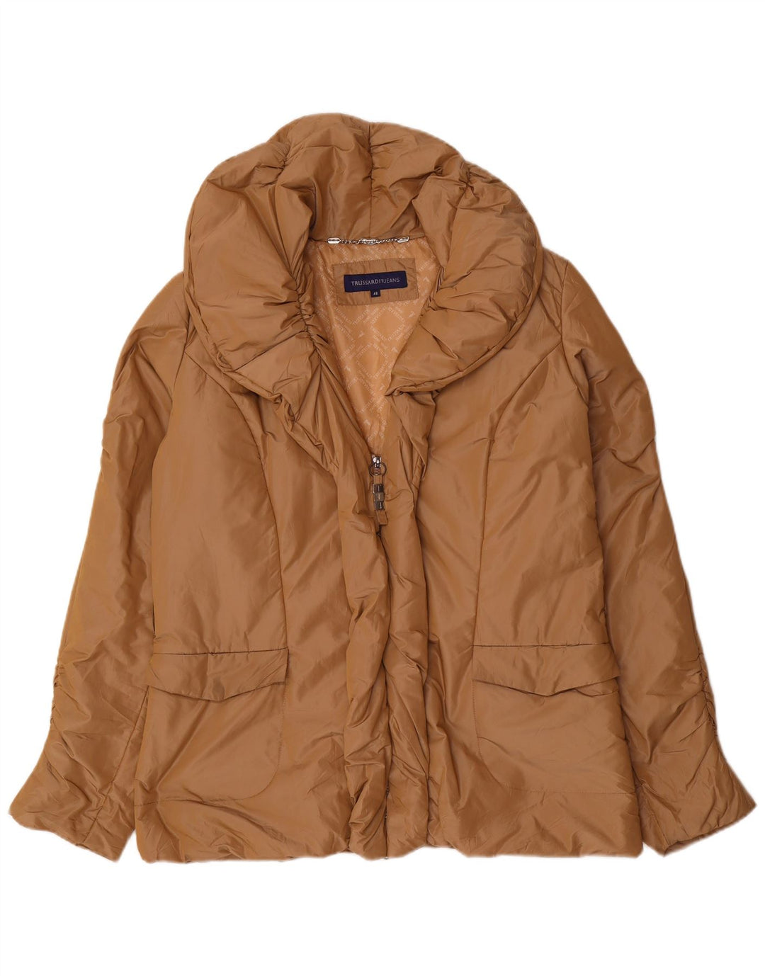TRUSSARDI JEANS Womens Padded Jacket IT 48 XL Beige Polyester