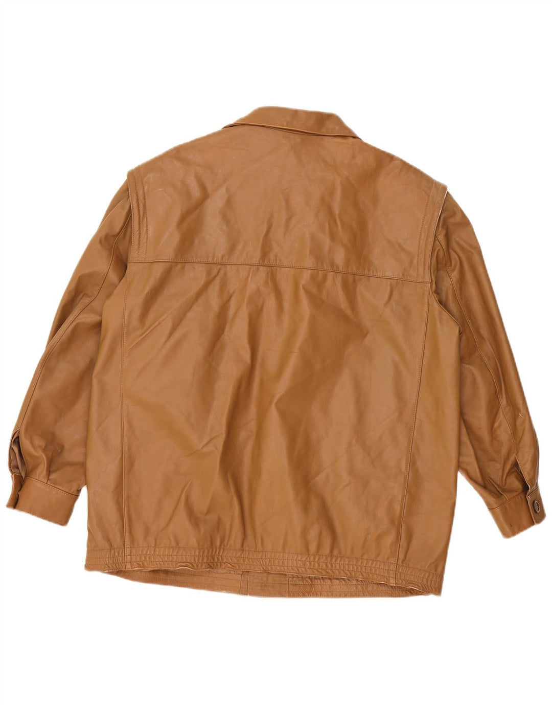 VINTAGE Mens 3/4 Sleeve Leather Jacket UK 40 Large Beige