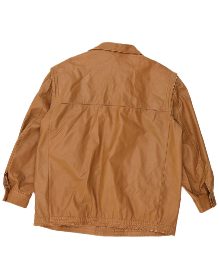 VINTAGE Mens 3/4 Sleeve Leather Jacket UK 40 Large Beige