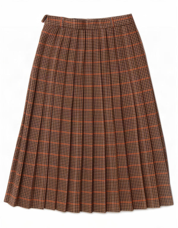 Falda Plisada Avoca Mujer Mediana W28 Marrón Pata De Gallo Lana Nueva