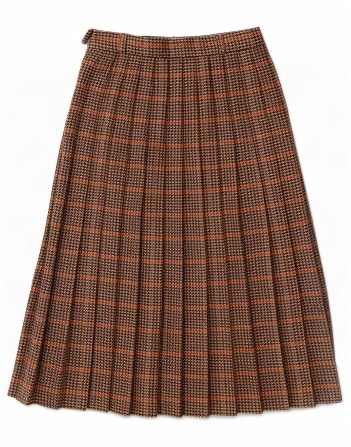 Avoca Womens Pleated Skirt Medium W28 Brown Houndstooth New Wool