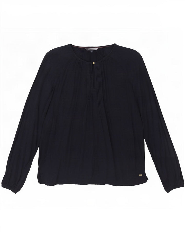 Tommy Hilfiger Top de mujer de manga larga US 6 mediano azul marino viscosa