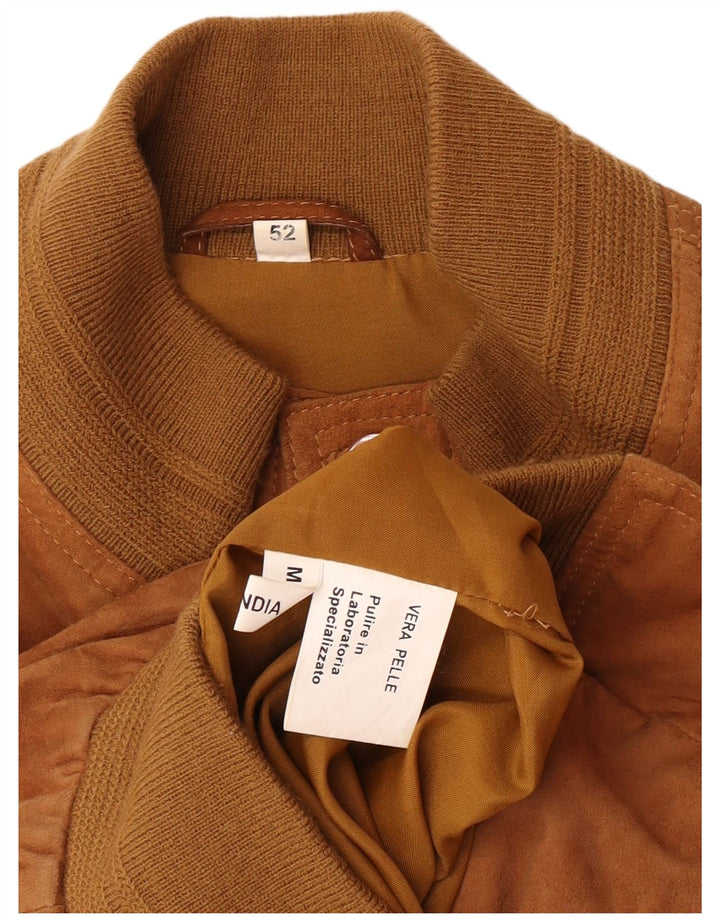 Giubbotto bomber vintage in pelle scamosciata da uomo IT 52 XL in pelle marrone