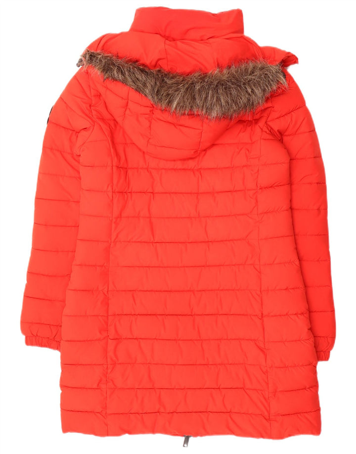 Superdry Manteau rembourré à capuche pour femme UK 8 Small Rouge Polyester