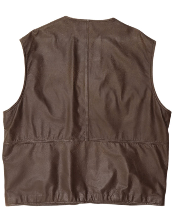 Gilet multiuso in pelle da uomo Itallo IT 60 4XL Marrone