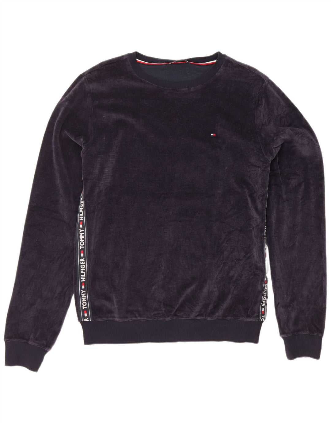 Tommy Hilfiger Sweat-Shirt Graphique en Velours Homme Bleu Marine Moyen