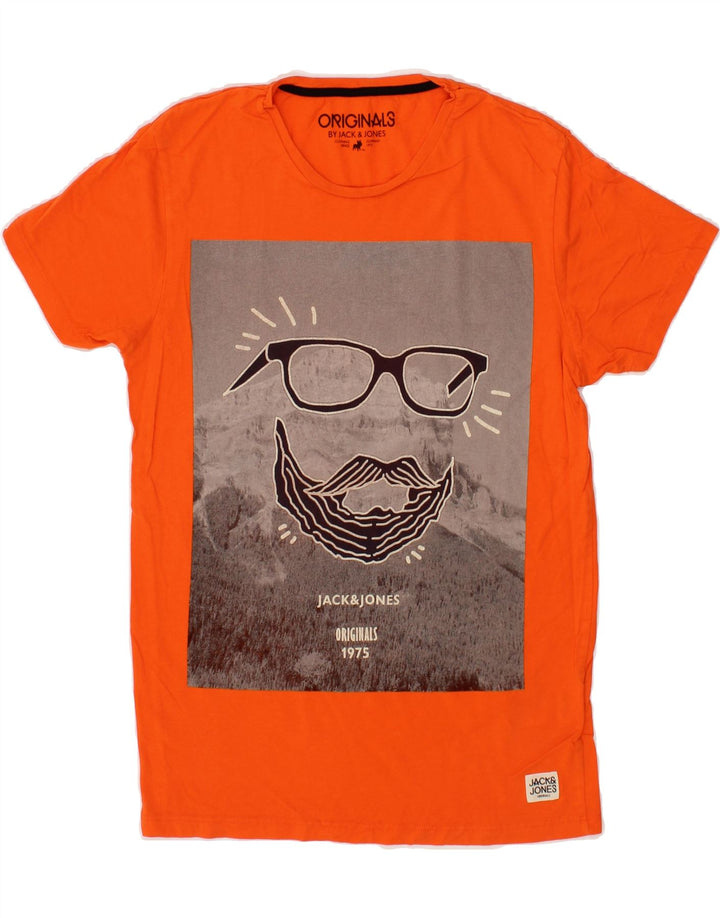 JACK & JONES Mens Graphic T-Shirt Top Medium Orange Cotton Vintage Jack & Jones and Second-Hand Jack & Jones from Messina Hembry 