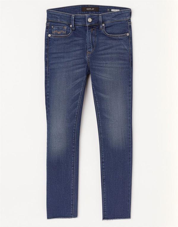 Replay Dame Luz Skinny Jeans W26 L28 Blå Bomuld